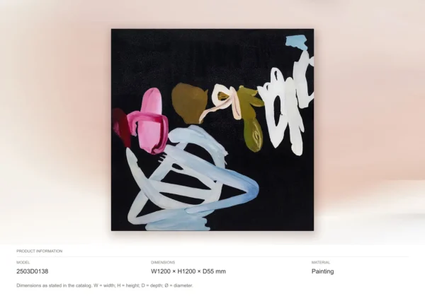 White Scribble and Pink Bloom in black — dimensions