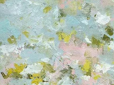Blossom Meadow Impressionist Painting, 100 x 100 cm in olive — detail