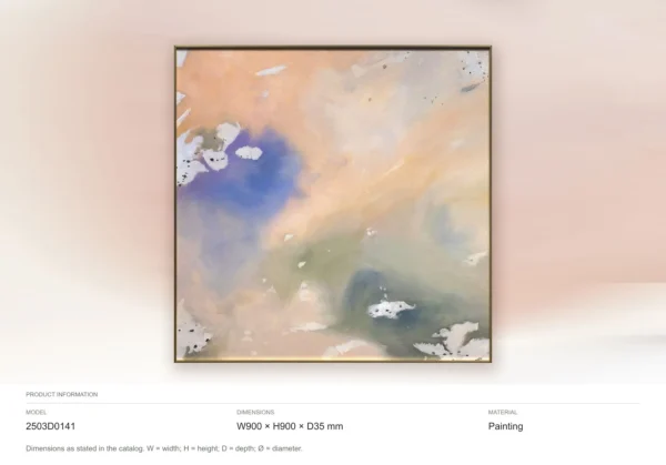 Peach and Violet Cloud Wash Painting, 90 x 90 cm in rust — dimensions