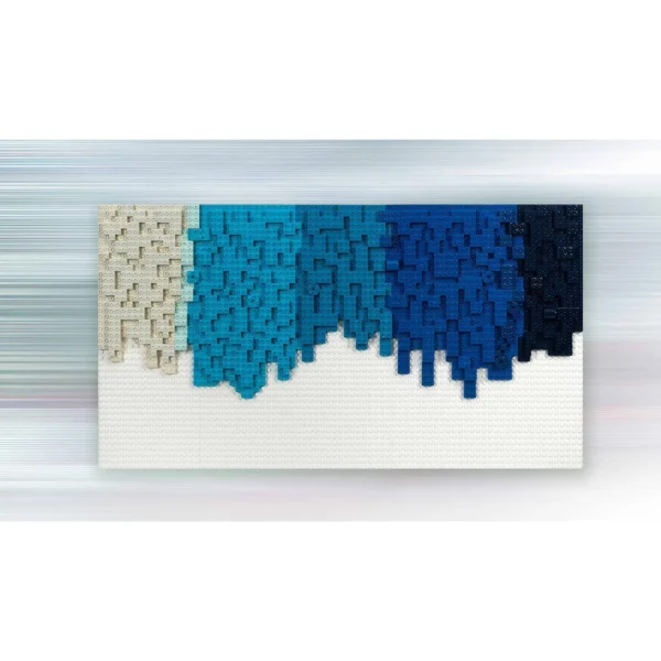 Blue Gradient Block Relief Wall Art, 130 x 70 cm in blue — in a room setting