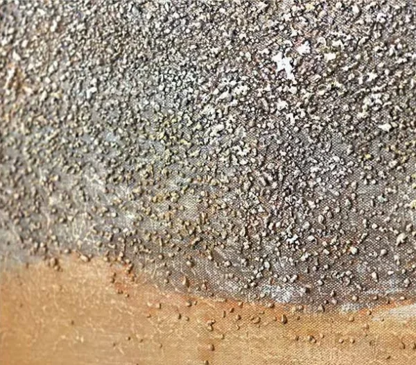 Grey Sky Over Orange Field Textured Painting, 70 x 100 cm in slate — detail