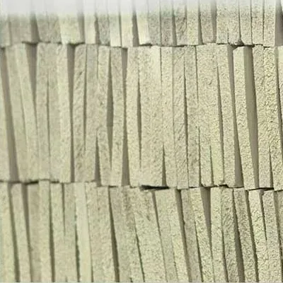Green Ombre Woven Strip Relief, 75 x 105 cm in olive — detail