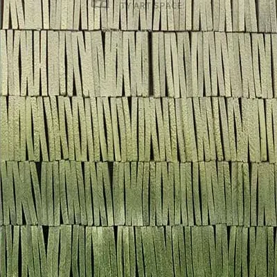 Green Ombre Woven Strip Relief, 75 x 105 cm in olive — detail