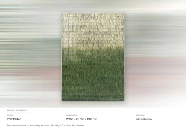 Green Ombre Woven Strip Relief, 75 x 105 cm in olive — dimensions