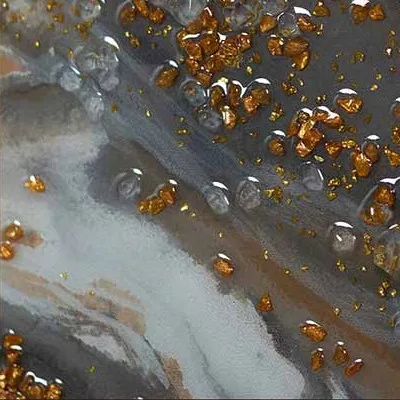 Wide Marbled Geode Painting in Black Frame, 115 x 87 cm — detail