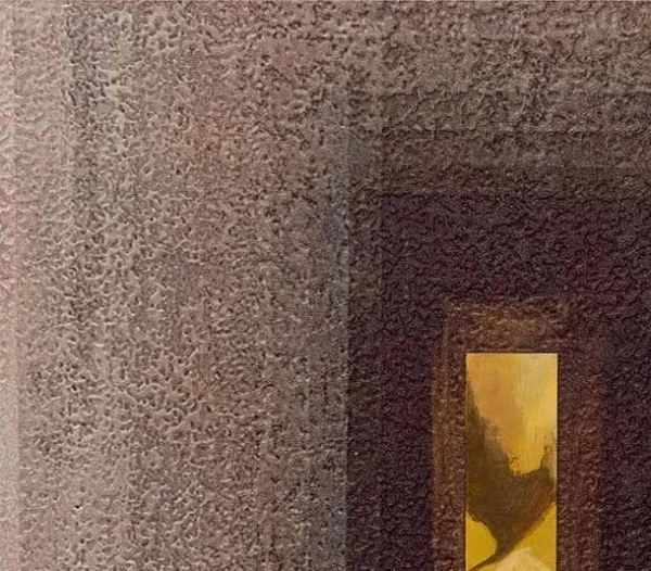 Nested Rust Frame Abstract in White Frame, 55 x 70 cm — detail