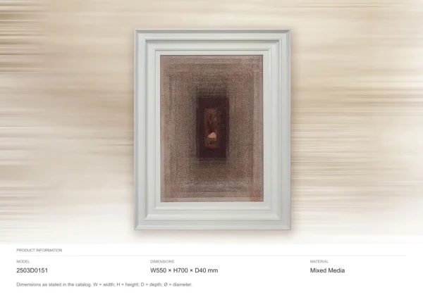 Nested Rust Frame Abstract in White Frame, 55 x 70 cm — dimensions