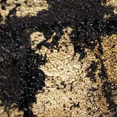 Gold Leaf on Black Textured Painting in Black Frame, 110 x — detail