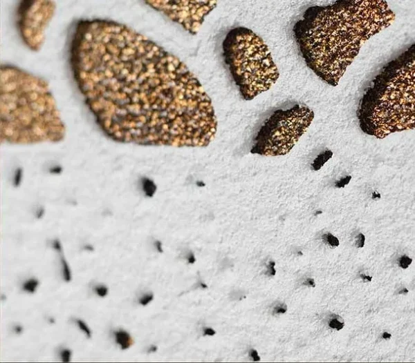 Rust Coastline Relief in Gold and Brown Frame, 65 x 65 cm — detail