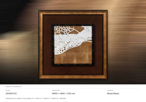 Rust Coastline Relief in Gold and Brown Frame, 65 x 65 cm — dimensions