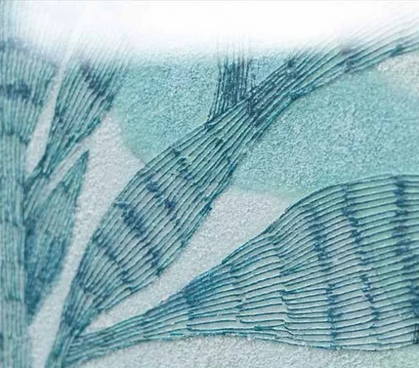 Small Teal Leaf Print in Black Frame, 45 x 45 cm — detail