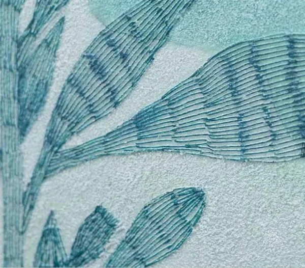 Small Teal Leaf Print in Black Frame, 45 x 45 cm — detail