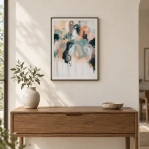 Small Pastel Abstract in Slim Frame, 30 x 40 cm — front view