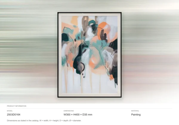 Small Pastel Abstract in Slim Frame, 30 x 40 cm — dimensions