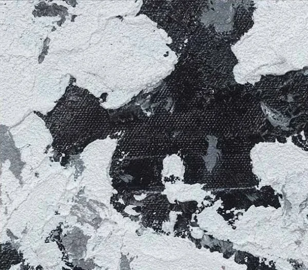 Black and White Ink Splash in White Frame, 40 x 40 cm — detail