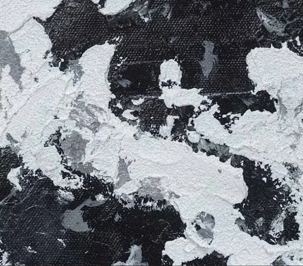 Black and White Ink Splash in White Frame, 40 x 40 cm — detail