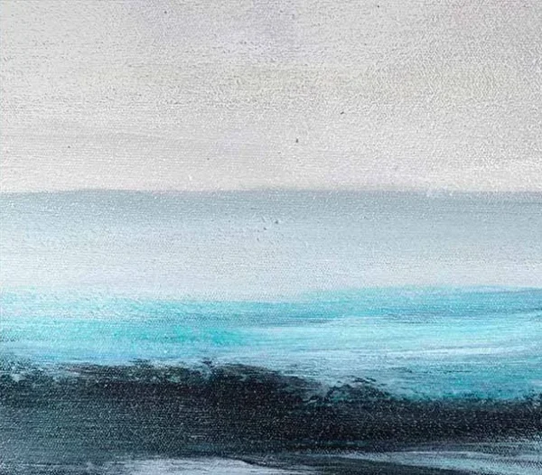 Panoramic Sea Horizon Painting in Slim Frame, 145 x 45 cm — detail