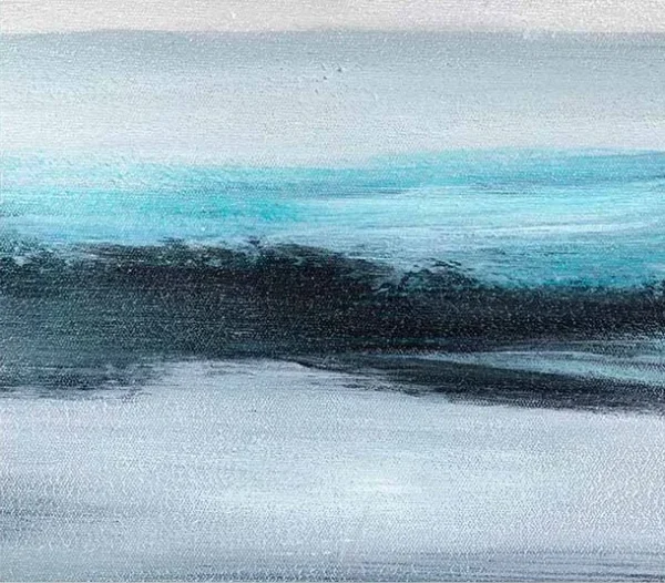 Panoramic Sea Horizon Painting in Slim Frame, 145 x 45 cm — detail