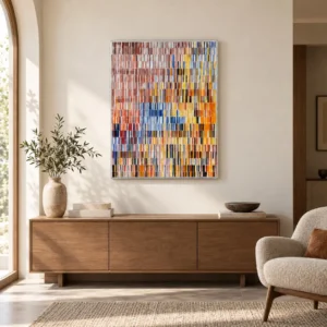 Multicolour Vertical Tile Relief Wall Art, 70 x 90 cm in multicolour — front view