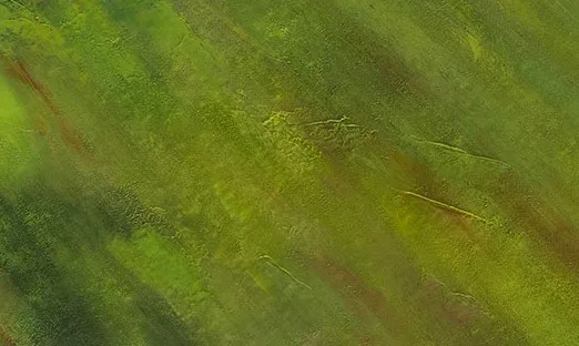 Lone Tree on Green Hill Painting, 150 x 110 cm in olive — detail