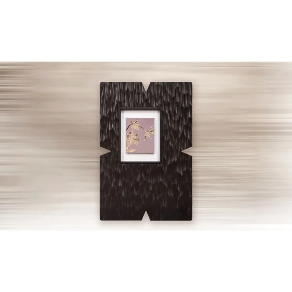 Carved Black Frame with Small Bird Print, 40 x 60 cm in black — in a room setting