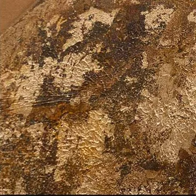 Wide Rust Mineral Landscape in Silver Frame, 180 x 90 cm — detail