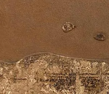 Wide Rust Mineral Landscape in Silver Frame, 180 x 90 cm — detail
