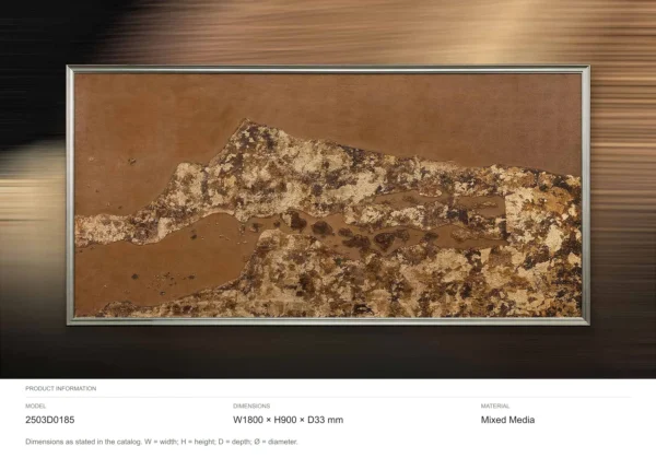 Wide Rust Mineral Landscape in Silver Frame, 180 x 90 cm — dimensions