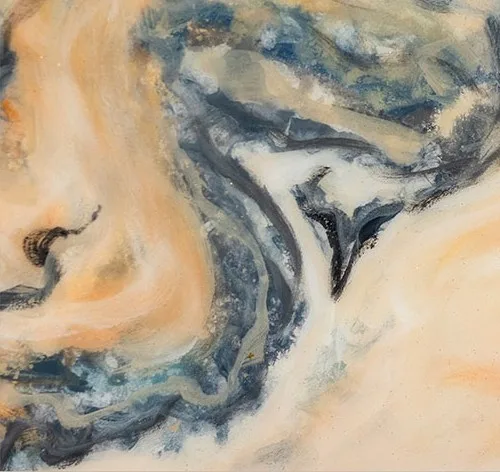Oval Marbled Amber and Grey Wall Art, 50 x 25 cm in rust — detail