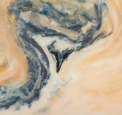 Oval Marbled Amber and Grey Wall Art, 50 x 25 cm in rust — detail