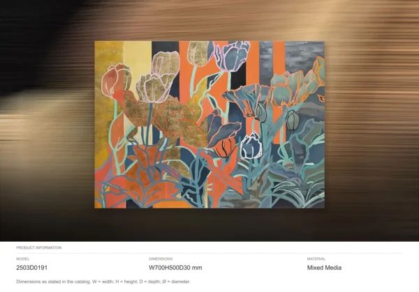 Stylised Floral Painting in rust — dimensions