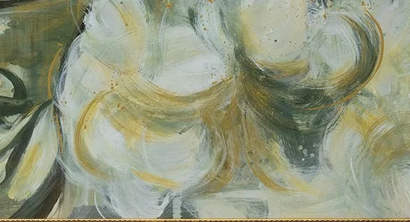 White Rose Impasto Painting in Black Frame, 90 x 90 cm — detail