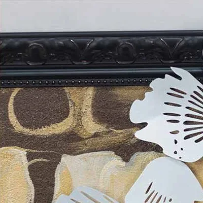 White Blossom Relief in clay — detail