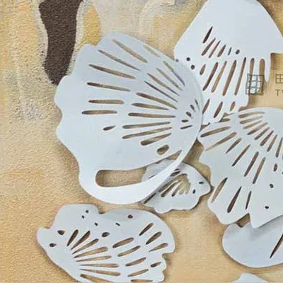 White Blossom Relief in clay — detail