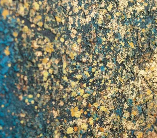 Turquoise and Gold Crackle Glazed Slab, 90 x 90 cm in blue — detail