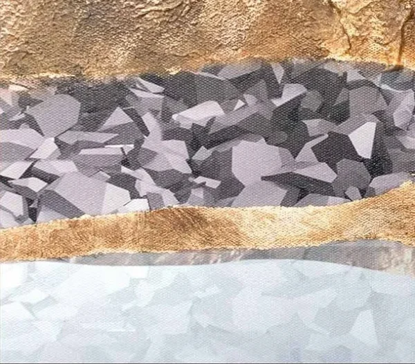 Monumental Layered Mountain Painting, 240 x 140 cm in blue — detail