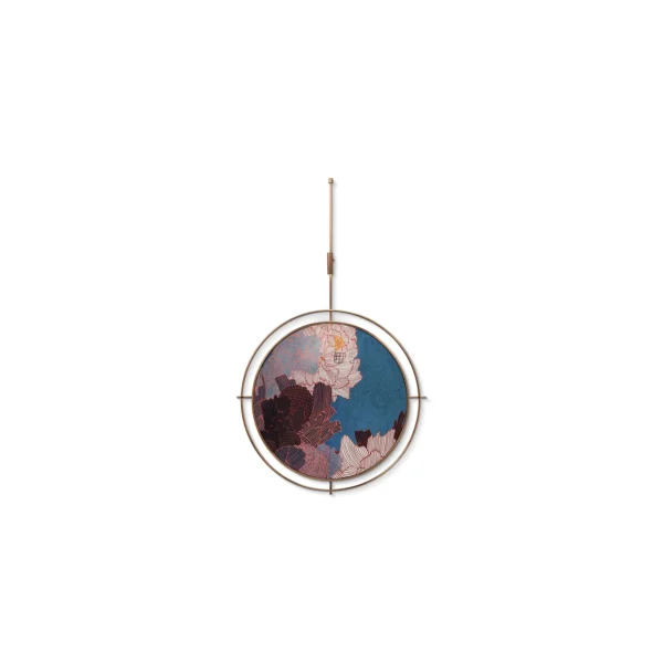 Round Peony Mosaic in Brass Ring on Rod, 90 x 150 cm — in a room setting