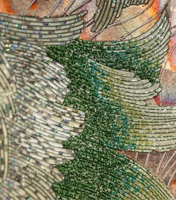 Wide Coral Reef Relief Wall Art in olive — detail