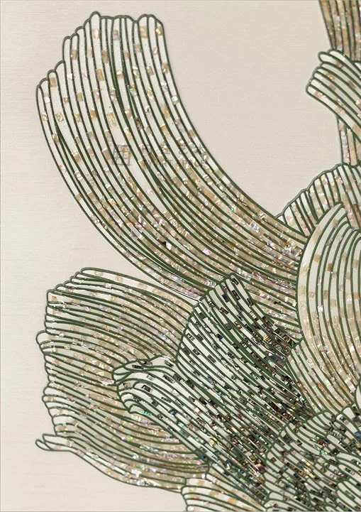 Wide Coral Reef Relief Wall Art in olive — detail
