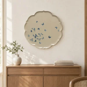 Scalloped Cream Plate Wall Art in oatmeal — front view
