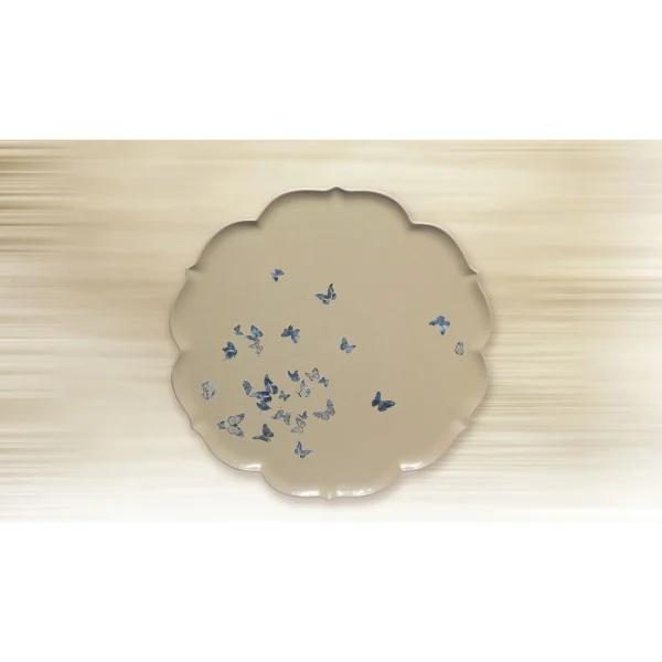 Scalloped Cream Plate Wall Art in oatmeal — in a room setting