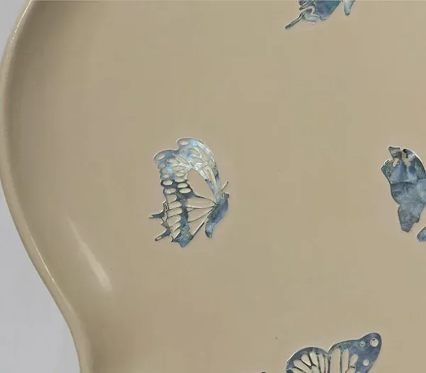 Scalloped Cream Plate Wall Art in oatmeal — detail