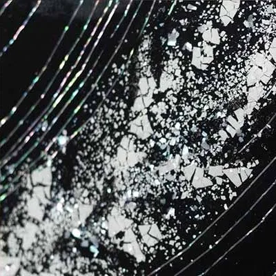 Silver Waves on Black Relief in Black Frame, 150 x 100 cm — detail