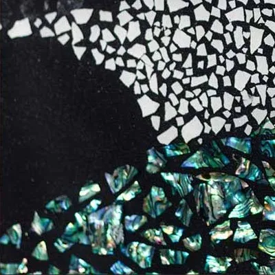 Small Mother of Pearl Moon in Black Frame, 30 x 35 cm — detail