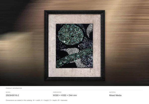 Small Mother of Pearl Moon in Black Frame, 30 x 35 cm — dimensions