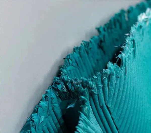 Round Turquoise Split Disc Relief Wall Art, 107 x 100 cm in blue — detail