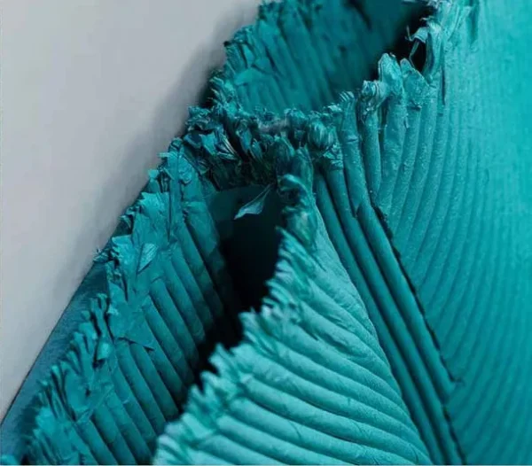 Round Turquoise Split Disc Relief Wall Art, 107 x 100 cm in blue — detail