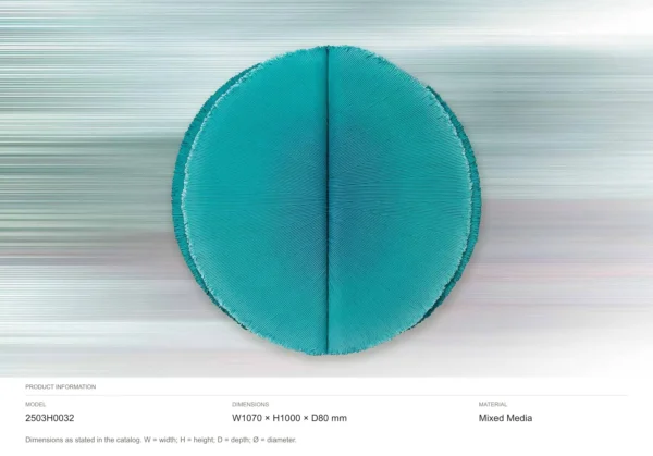Round Turquoise Split Disc Relief Wall Art, 107 x 100 cm in blue — dimensions