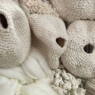 Monumental Fibre Art Wall Hanging in oatmeal — detail