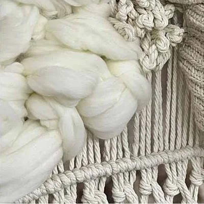 Monumental Fibre Art Wall Hanging in oatmeal — detail